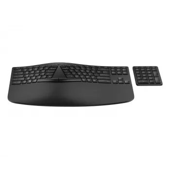 HP 965 ergonomisch draadloos toetsenbord, full-size (100%), draadloos, RF draadloos + Bluetooth, membraan, zwart