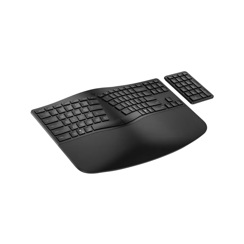 HP 965 ergonomisch draadloos toetsenbord, full-size (100%), draadloos, RF draadloos + Bluetooth, membraan, zwart