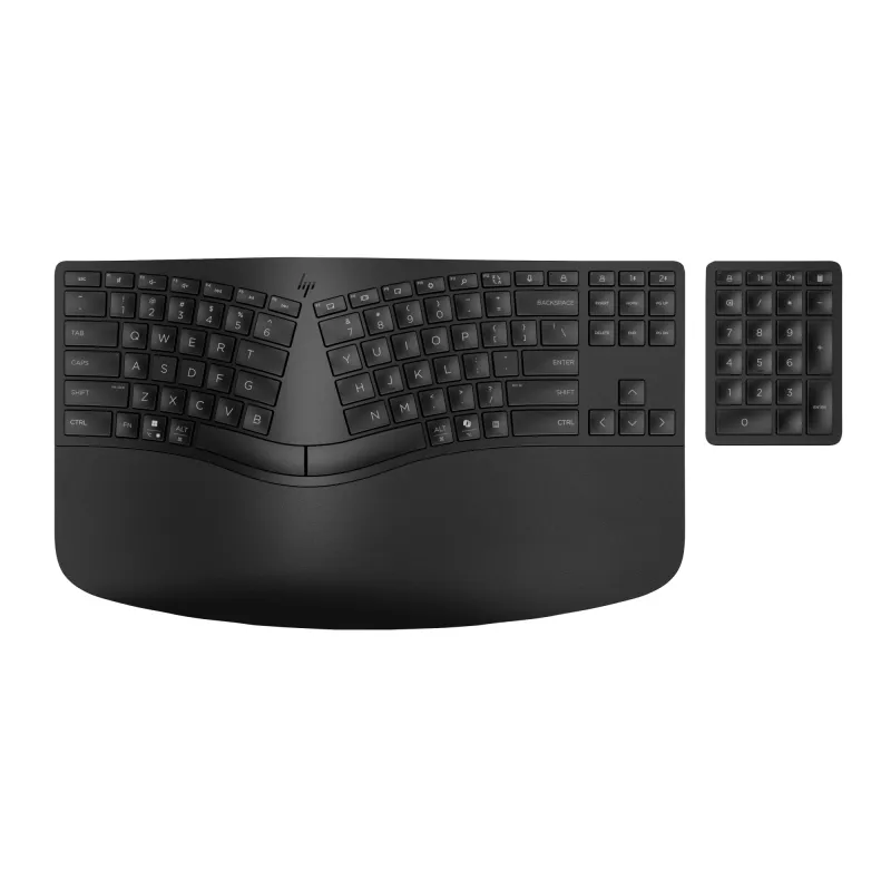 HP 965 ergonomisch draadloos toetsenbord, full-size (100%), draadloos, RF draadloos + Bluetooth, membraan, zwart