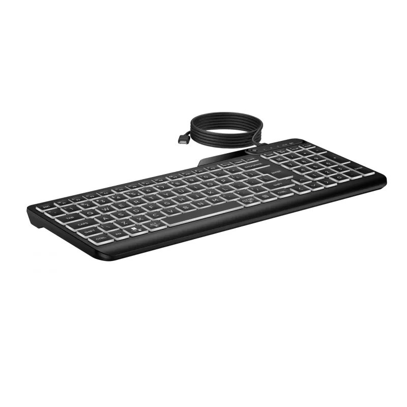HP 405 multi-device bedraad toetsenbord met achtergrondverlichting, full-size (100%), bedraad, USB, membraan, zwart