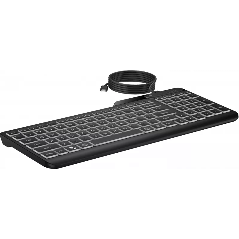 HP 405 multi-device bedraad toetsenbord met achtergrondverlichting, full-size (100%), bedraad, USB, membraan, zwart