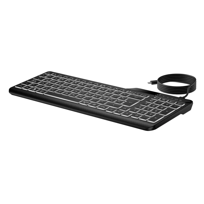 HP 405 multi-device bedraad toetsenbord met achtergrondverlichting, full-size (100%), bedraad, USB, membraan, zwart