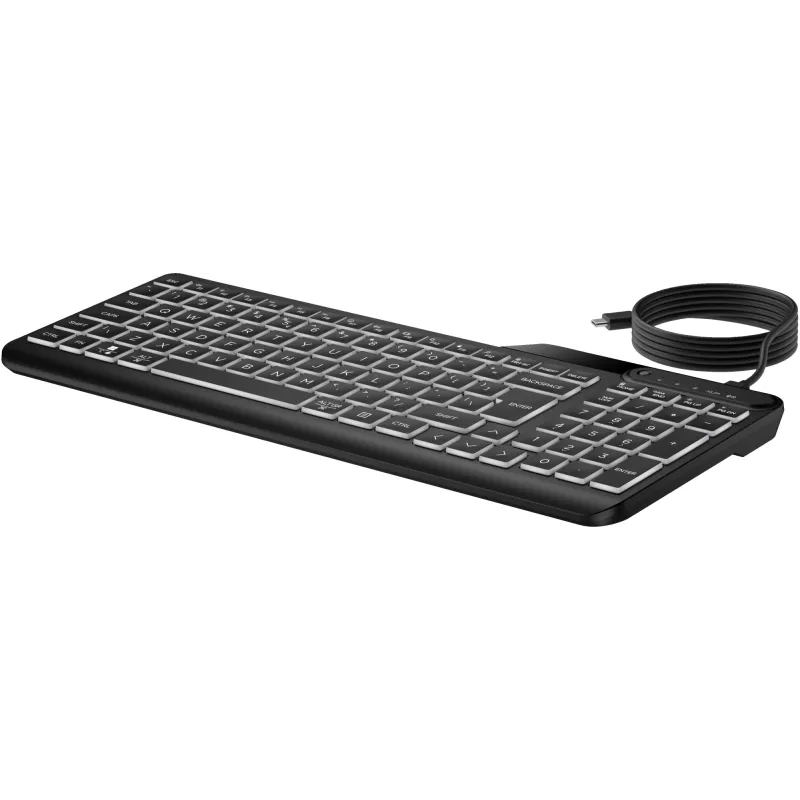 HP 405 multi-device bedraad toetsenbord met achtergrondverlichting, full-size (100%), bedraad, USB, membraan, zwart