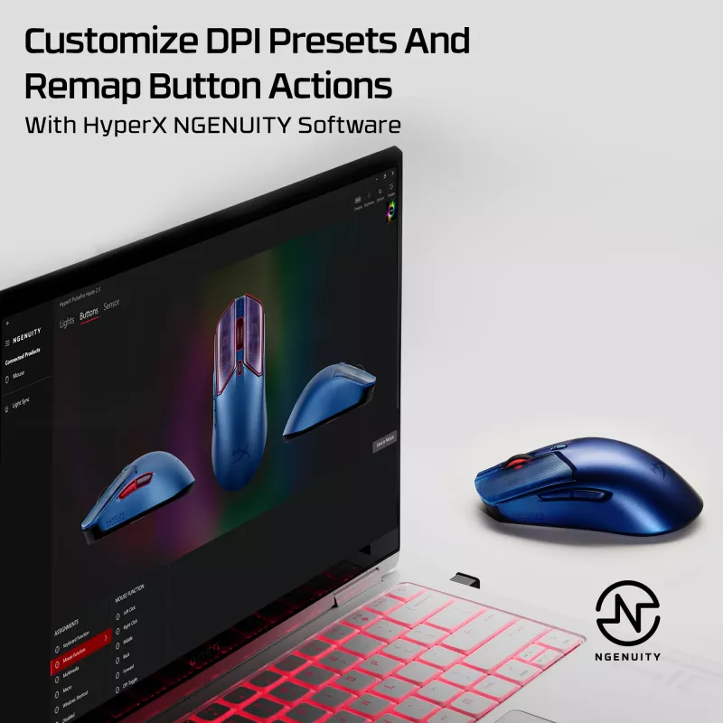 Draadloze gaming-muis HP HyperX Pulsefire Haste 2 S Navy 64 g Li-Ion