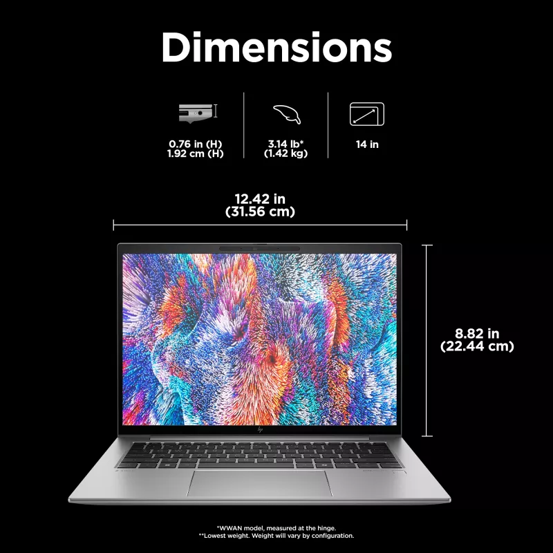 Mobiel werkstation HP ZBook Firefly G11 14 inch Intel Core Ultra 7 155U 32GB RAM 1TB SSD Intel Graphics Windows 11 Pro