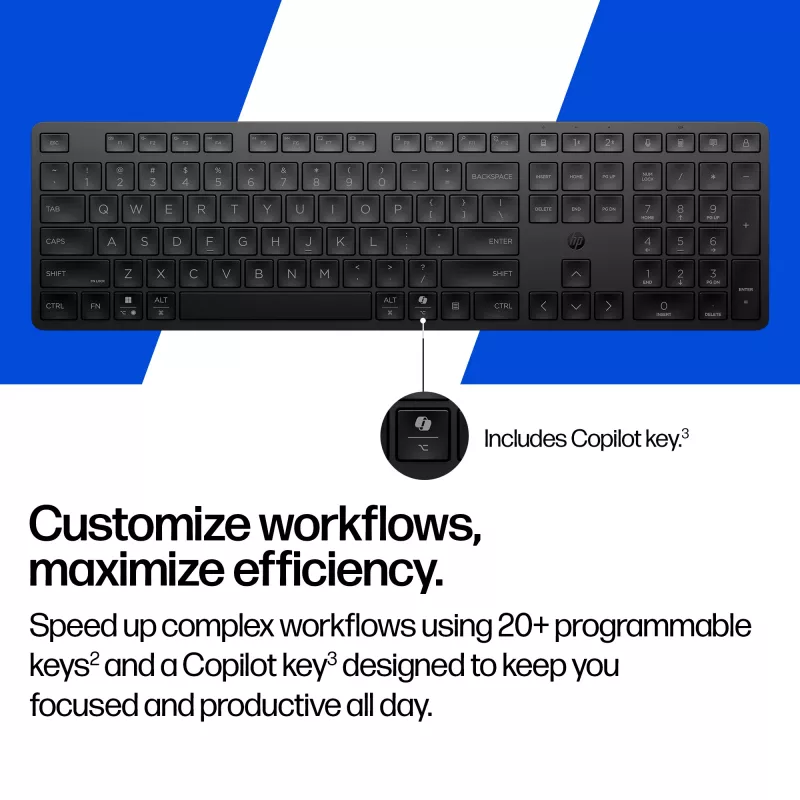 HP 495K Multi-Device Dual-Mode toetsenbord, full-size (100%), draadloos, USB + Bluetooth, zwart
