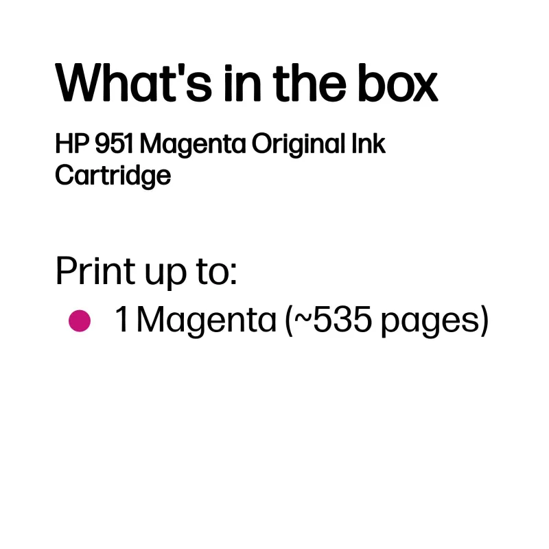 HP 951 Magenta originele inktcartridge, magenta, 1 st., 535 pagina's
