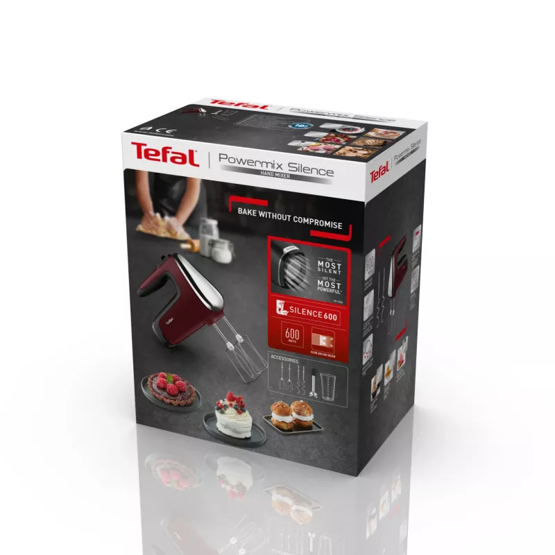 Tefal Powermix Silence HT6525 handmixer 600 W rood