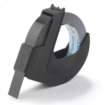 DYMO Authentic Embossing Label Tape | 9 mm x 3 m rol | witte print op zwart | zelfklevend | voor prägemachines | 1 stuk