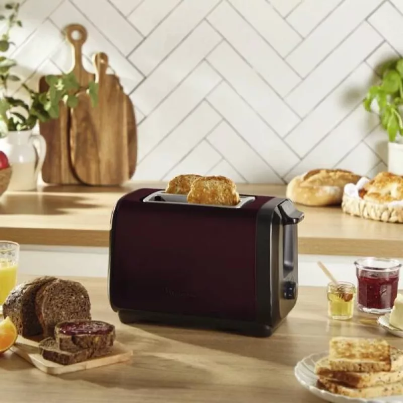 Toaster MOULINEX LT5S05E0 — 2 sneetjes, 1300 W, roestvrijstalen behuizing, zwart/rood