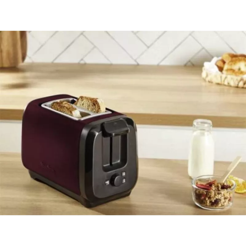 Toaster MOULINEX LT5S05E0 — 2 sneetjes, 1300 W, roestvrijstalen behuizing, zwart/rood