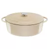 Tefal E25906 ovale beige gietijzeren kookpan, 34 cm diameter, ovale vorm
