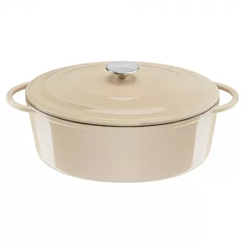 Tefal E25906 ovale beige gietijzeren kookpan, 34 cm diameter, ovale vorm