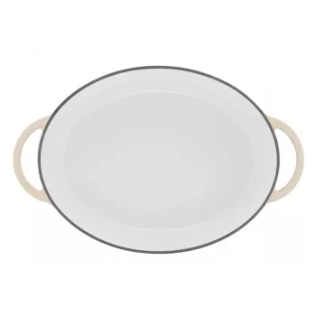 Tefal E25906 ovale beige gietijzeren kookpan, 34 cm diameter, ovale vorm
