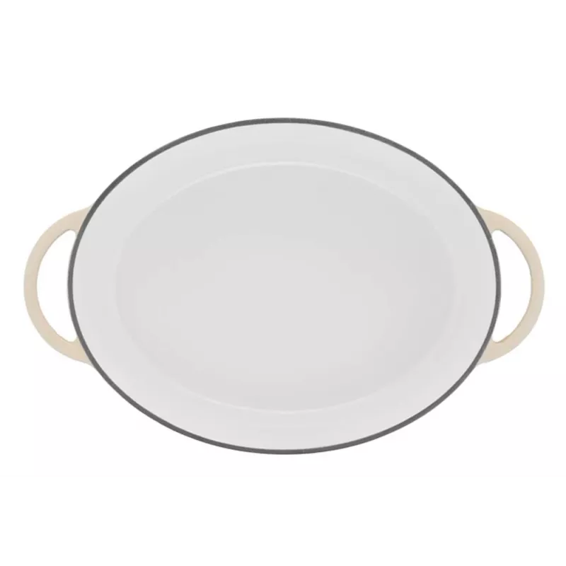 Tefal E25906 ovale beige gietijzeren kookpan, 34 cm diameter, ovale vorm