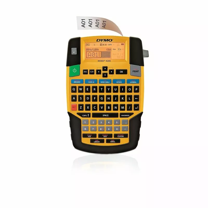 Labelprinter Dymo Rhino 4200 Wireless QWERTY — thermotransfer, LED-display, Li-ion-accu, draadloos, 100 etiketformaten