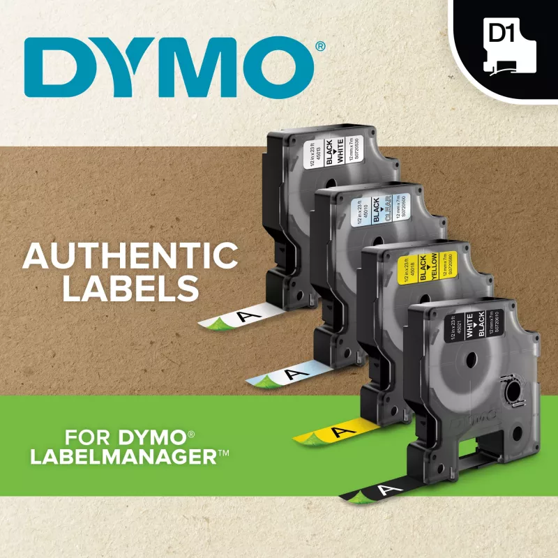 DYMO Authentic D1 Durable Labels | zwarte print op rode band | 12 mm x 3 m | labelband voor LabelManager-labelprinters