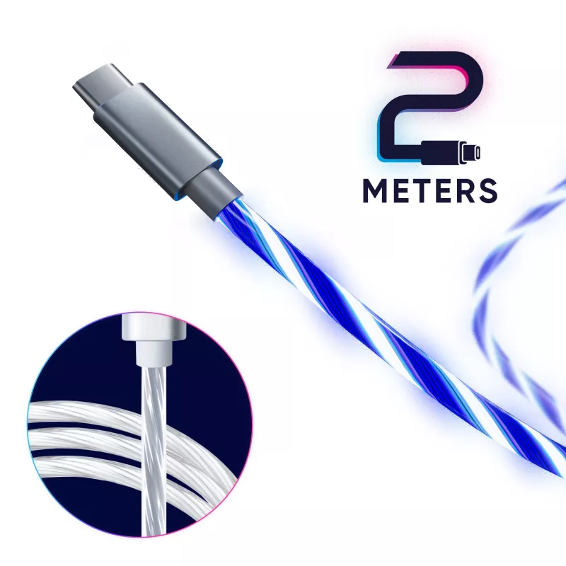 Oniverse USB-A naar USB-C Quick Charge-kabel met LED - 2 meter - wit (multiplatform)