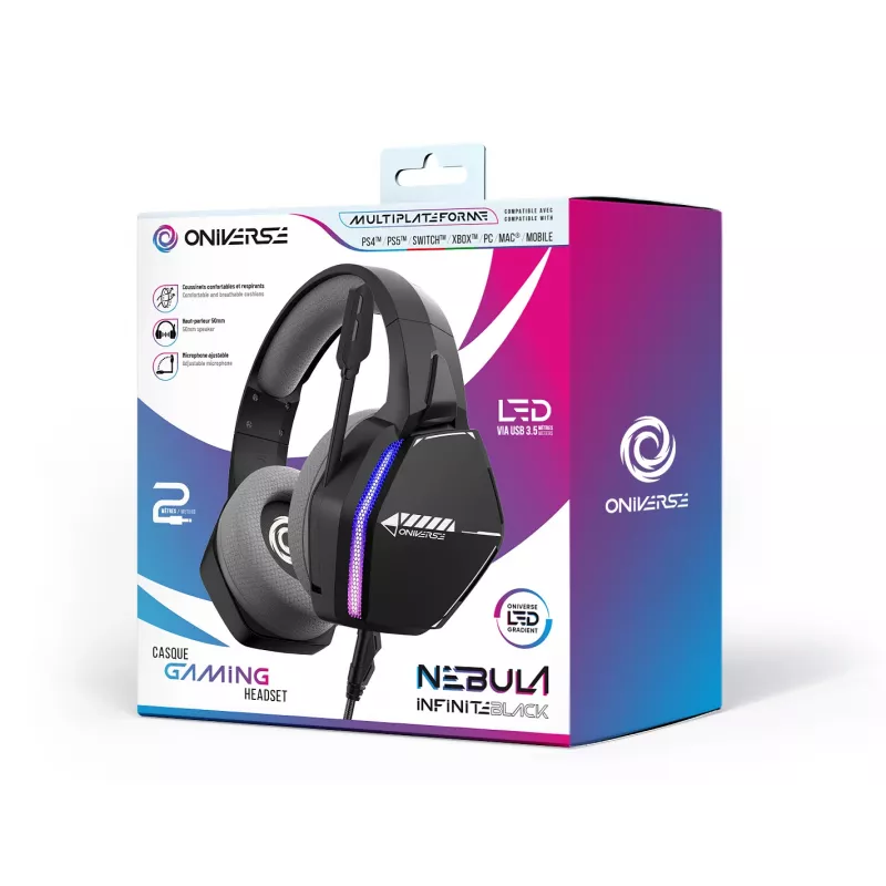 Oniverse gamingheadset Nebula - Infinite zwart (multiplatform)