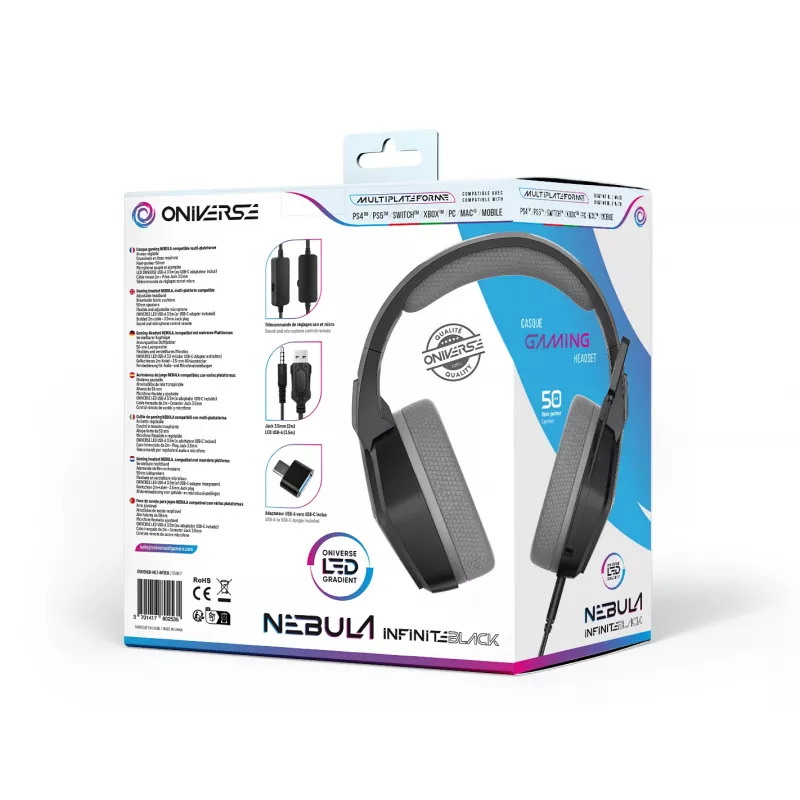 Oniverse gamingheadset Nebula - Infinite zwart (multiplatform)