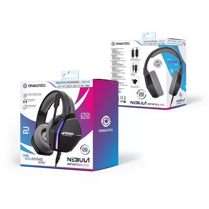 Oniverse gamingheadset Nebula - Infinite zwart (multiplatform)