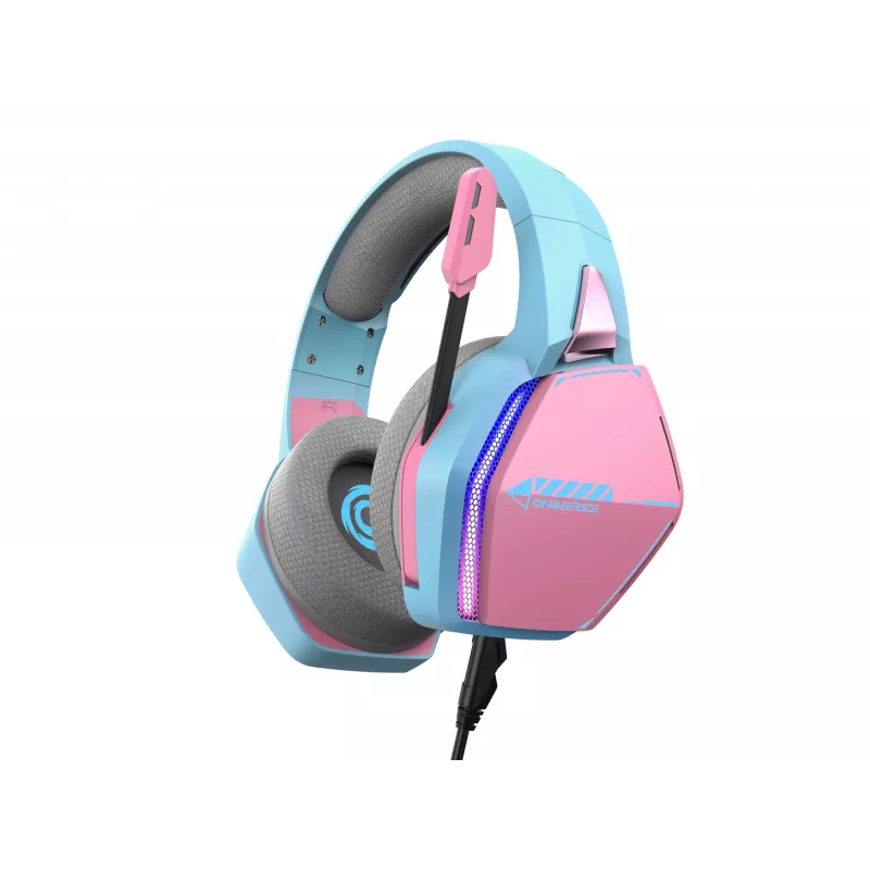 Oniverse gamingheadset Nebula - Diva Pink (multiplatform), bedraad, gaming, 20 - 20000 Hz, 356 g, headset, cyaan, roze