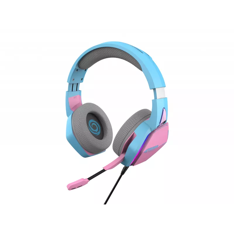 Oniverse gamingheadset Nebula - Diva Pink (multiplatform), bedraad, gaming, 20 - 20000 Hz, 356 g, headset, cyaan, roze