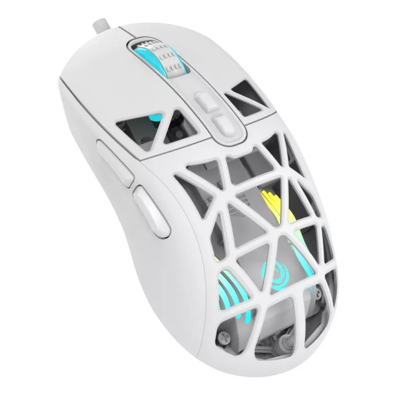 Oniverse - Bedrade gaming-muis Kryo - Luxion White (pc), dubbelhandig, optisch, USB Type-A, 13800 DPI, wit