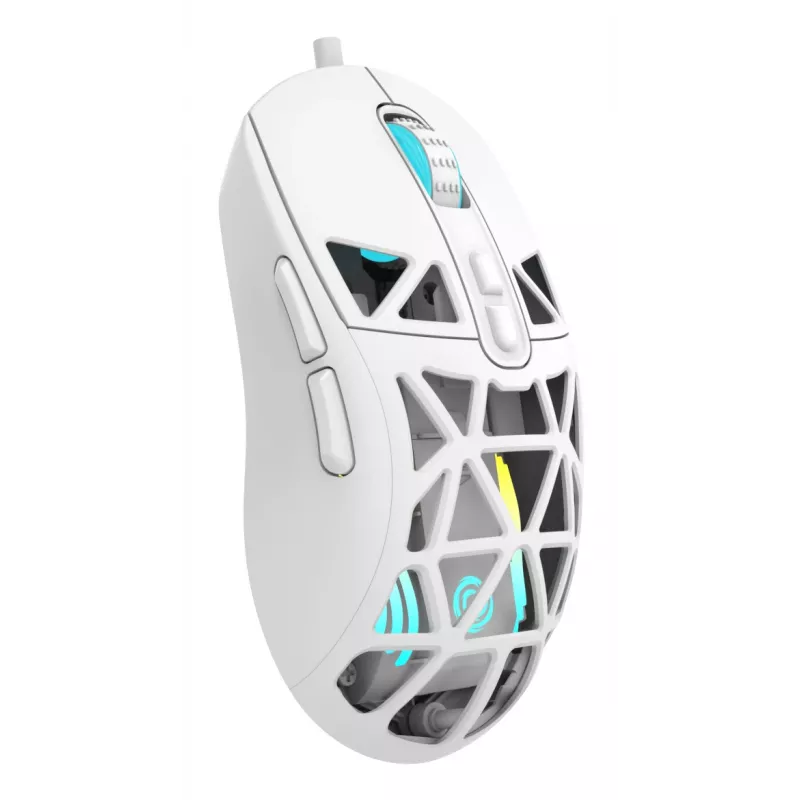 Oniverse - Bedrade gaming-muis Kryo - Luxion White (pc), dubbelhandig, optisch, USB Type-A, 13800 DPI, wit