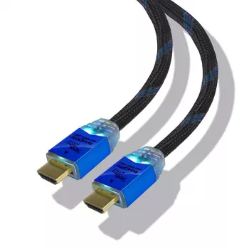 Steelplay 4K 2.0 HDMI High Speed Ultra HD LED-kabel 2M, 2 m, HDMI Type A (standaard), HDMI Type A (standaard), 3D, 18 Gbit/s, zwart, blauw