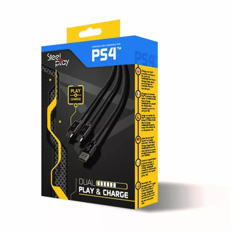Steelplay Dual Play & Charge-kabel voor controller - zwart (PS4)