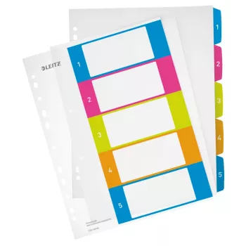 Leitz indices printable PP A4+ 1-5 WOW, numeriek register, polypropyleen (PP), A4 maxi, 245 mm, 305 mm