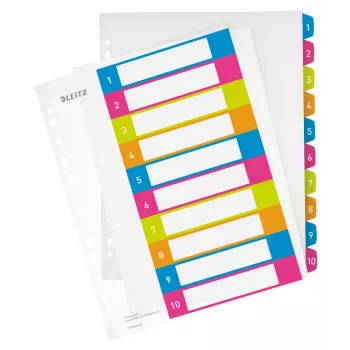 Leitz indices printable PP A4+ 1-10 WOW, numeriek register, polypropyleen (PP), meerkleurig, liggend, A4 maxi, 245 mm