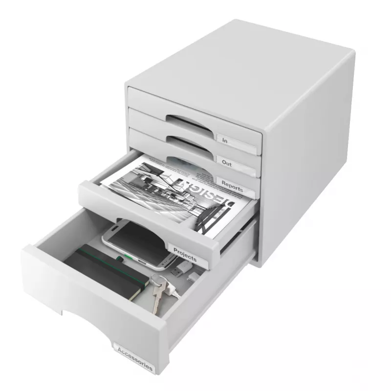 Leitz ladekast Plus 5-drawer, 5 laden, kunststof, grijs, 287 x 363 x 270 mm
