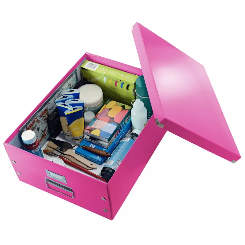 Leitz Click & Store WOW grote opbergbox, roze, karton, nikkel, 369 mm, 482 mm, 200 mm