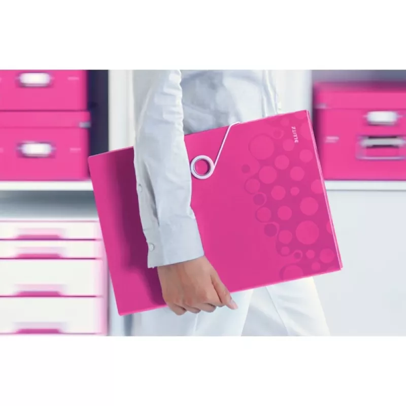 Leitz projectmap WOW PP, gewone ordner, A4, polypropyleen (PP), metallic, roze, 200 blad, 254 mm