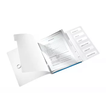 Leitz WOW PP-tabbladenboek, 6 tabs, A4, polypropyleen (PP), blauw, metallic, 200 blad, 260 mm, 17 mm
