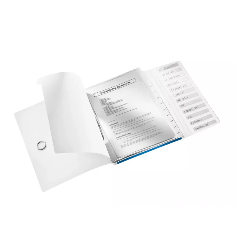 Leitz Registerboek WOW PP 12 tabs, A4, polypropyleen (PP), blauw, metallic, 200 blad, 265 mm, 17 mm