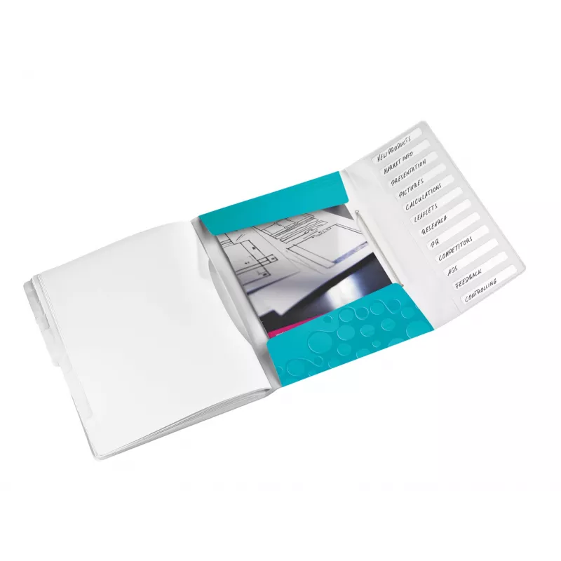 Leitz WOW scheidingsboek van PP, 12 tabs, A4, polypropyleen (PP), blauw, metallic, 200 blad, 265 mm, 17 mm