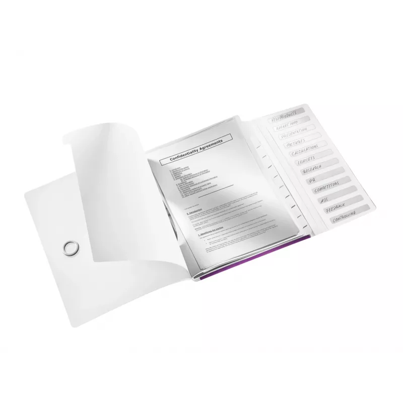 Leitz scheidingsbladenboek WOW PP 12 tabs, A4, polypropyleen (PP), metallic, paars, 200 blad, 265 mm, 17 mm