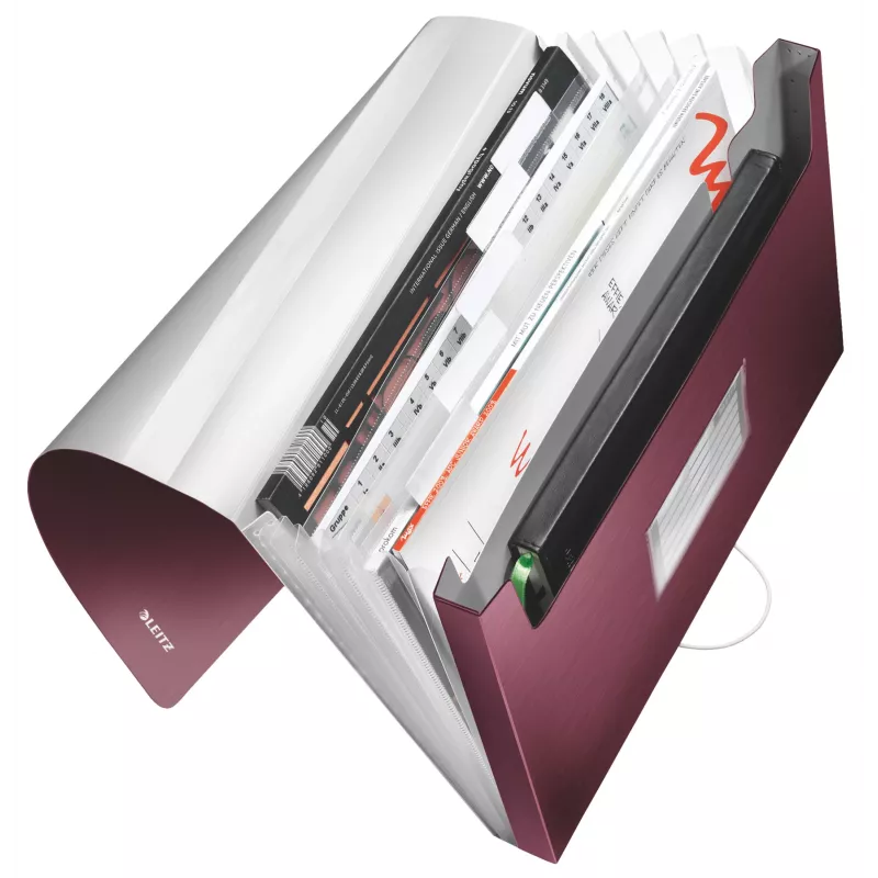 Leitz uitbreidbare concertinaprojectmap van PP, A4, polypropyleen (PP), rood, 250 blad, 80 g/m², 6 vakken