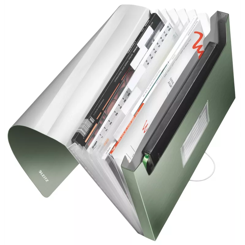 Leitz uitbreidbare concertinamap van PP, A4, polypropyleen (PP), groen, 250 blad, 80 g/m², 6 vakken