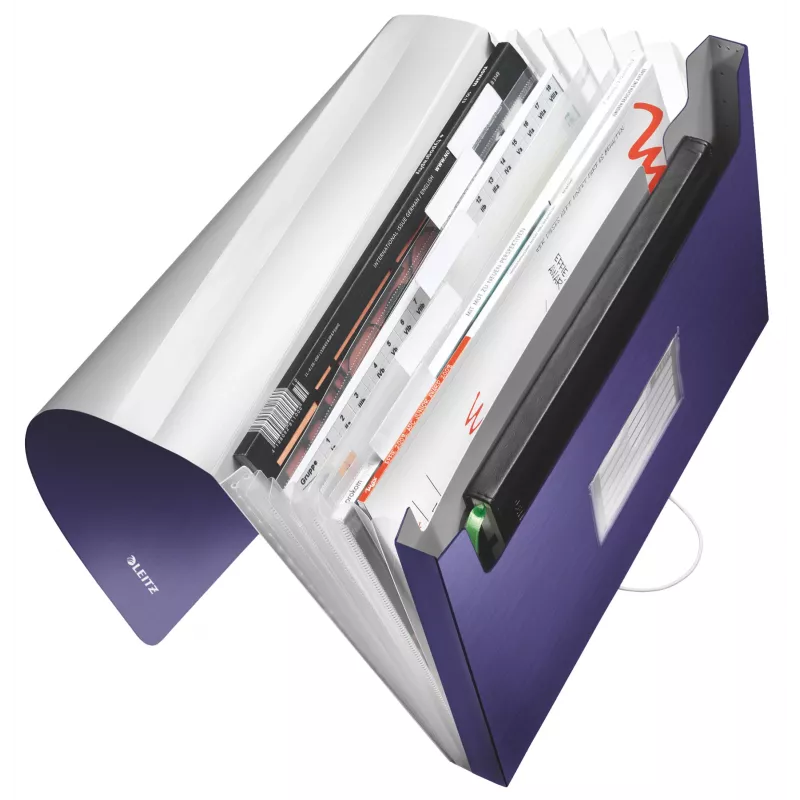 Leitz uitbreidbare concertinamap van PP, A4, polypropyleen (PP), blauw, 250 blad, 80 g/m², 6 vakken