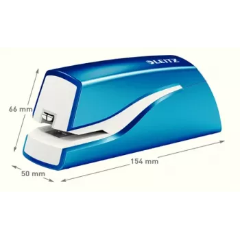 Leitz NeXXt nietmachine op batterijen WOW 5566, 10 vel, 1 cm, kunststof, blauw, wit, batterij, 50 mm