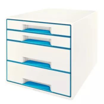 Leitz WOW Cube Ladeblok 4 laden, 4 laden, kunststof, blauw, wit, 1 stuk, 287 mm, 270 mm