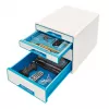 Leitz WOW Cube Ladeblok 4 laden, 4 laden, kunststof, blauw, wit, 1 stuk, 287 mm, 270 mm