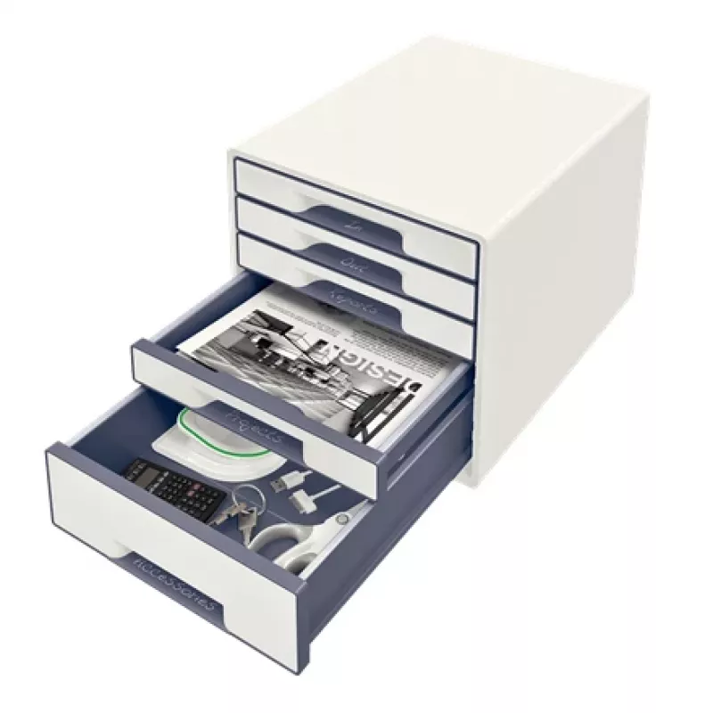 Leitz Ladeblok WOW Cube 5 laden, 5 lade(n), kunststof, wit, 1 stuk, 270 mm, 287 mm