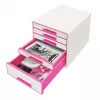 Leitz Ladeblok WOW Cube 5 laden, 5 lade(n), kunststof, roze, wit, 1 stuk, 270 mm, 287 mm