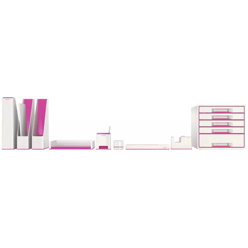 Leitz Ladeblok WOW Cube 5 laden, 5 lade(n), kunststof, roze, wit, 1 stuk, 270 mm, 287 mm