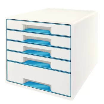 Leitz Ladeblok WOW Cube 5 laden, 5 laden, kunststof, blauw, wit, 1 stuk, 287 mm, 270 mm